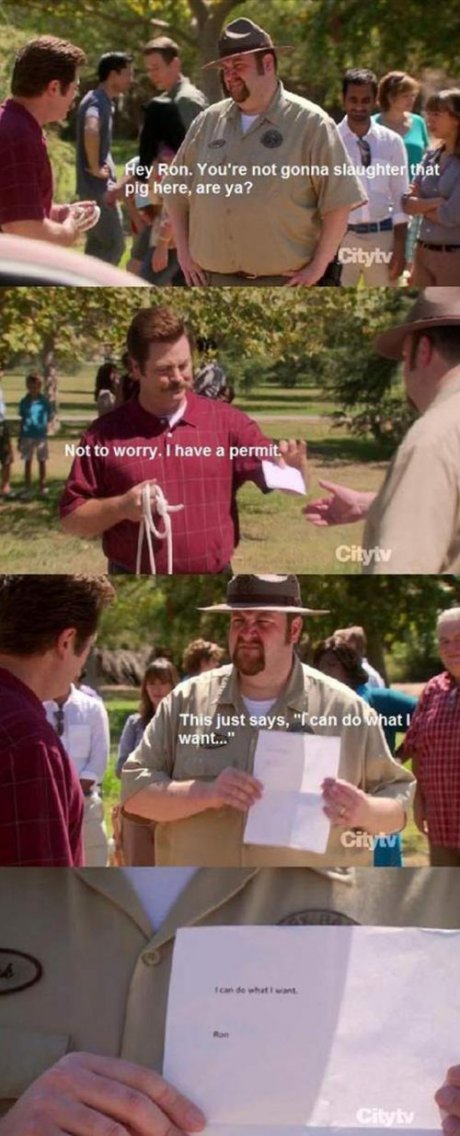 Ron Swanson има разрешително