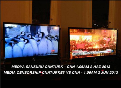 Как се цензурират медиите, ляво CNN Турция и дясно CNN Int.