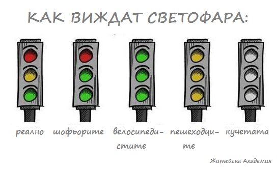 Кой как вижда светофара
